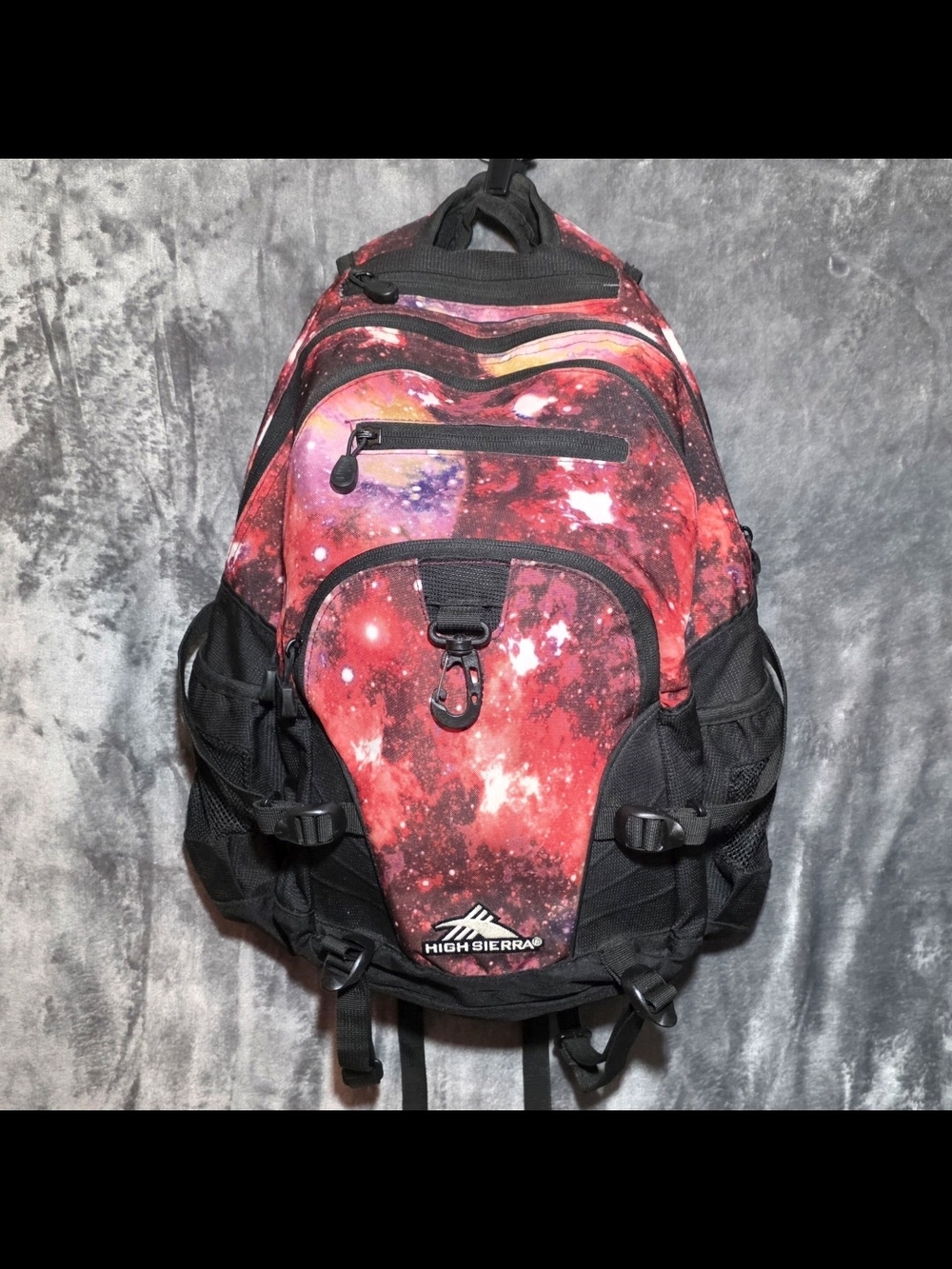 High Sierra Red and Black Galaxy Print Daypack